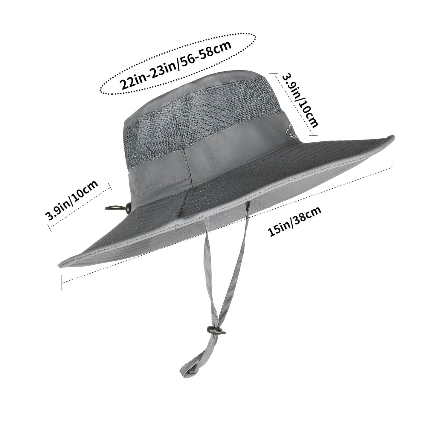 2 Pack Sun Hats for Men Women Fishing Hat UPF 50+ Breathable Wide Brim Summer UV Protection Hat Black/Dark Grey