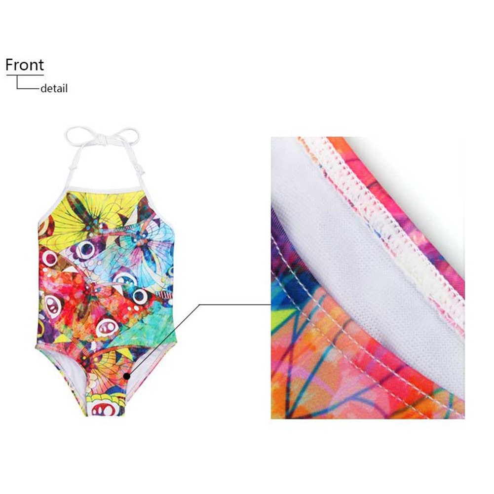 ELEQIN Swimsuits One Piece Swimwear Cute Rainbow Elephant Design Bathing Suits Rash Guard UPF 50+,3T-4T