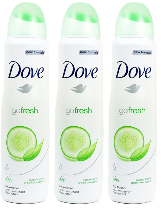Dove body spray Anti-Perspirant/Anit-Transpirant, pack of 3X250ml/8.5oz, Cucumber & green tea