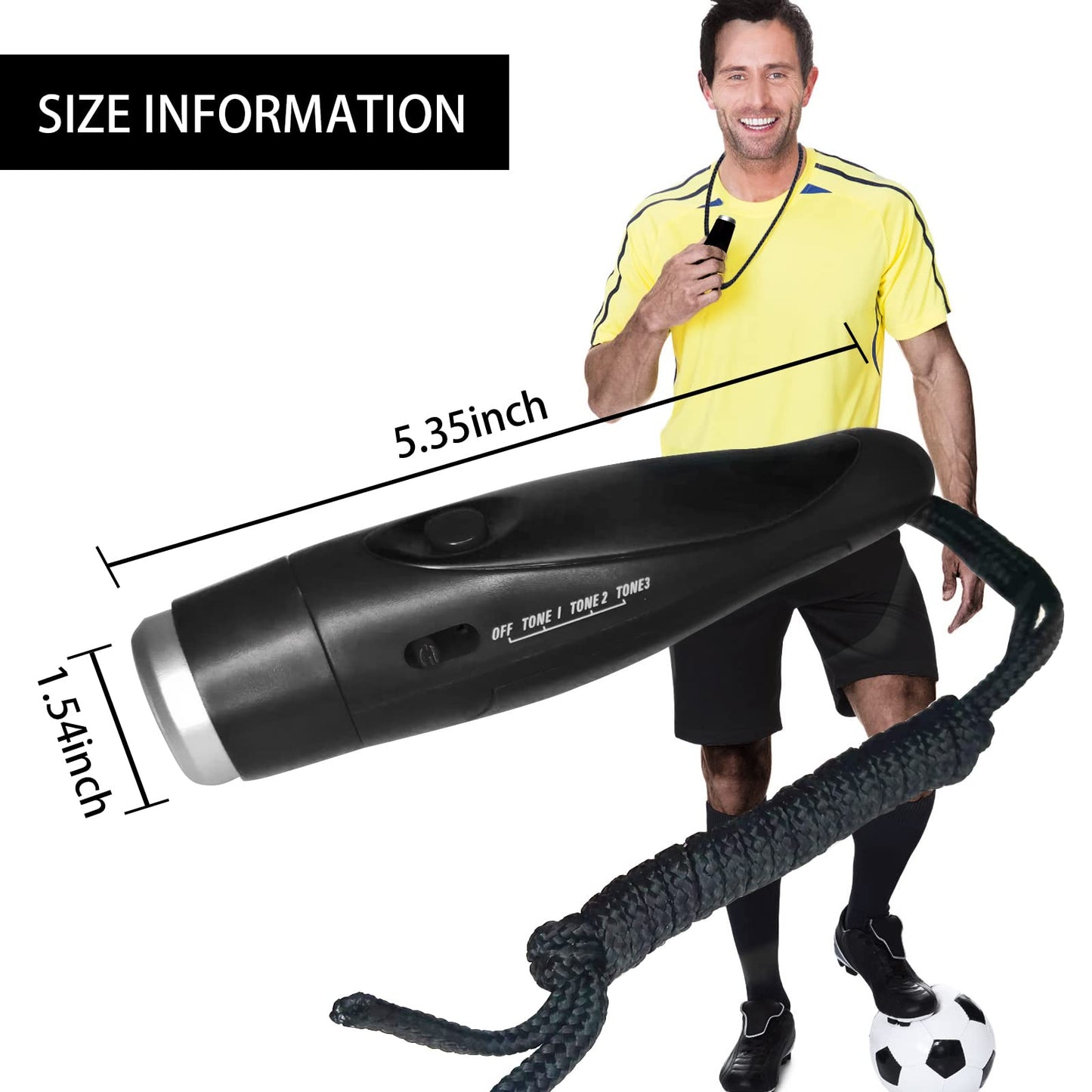 EFOBO Electronic Whistle for Coaches, Handheld Lound Electric Whistle with Lanyard and Three Tone for Volleyball, Soccer Referee, P.E. Teacher, Police,Outdoor Camping, Self Defense Emergency (Black)