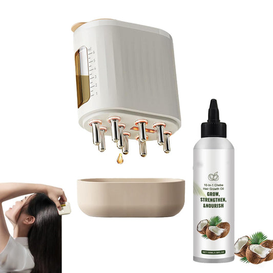 Electric Hair Oil Applicator for Hair Growth,crown naturale follicle activator 3.0 scalp machine, follicle activator 3.0 scalp machine for women,2 in 1 Oiling Applicator (2PCS)
