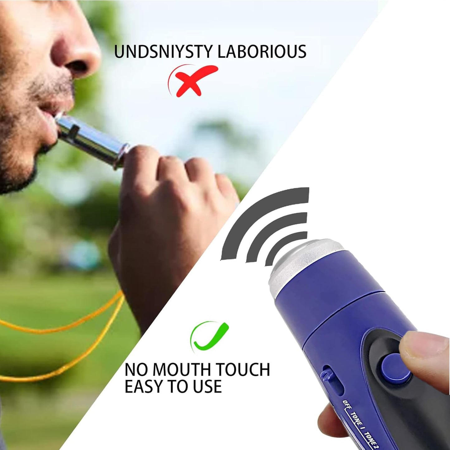 EFOBO Electronic Whistle for Coaches, Handheld Lound Electric Whistle with Lanyard and Three Tone for Volleyball, Soccer Referee, P.E. Teacher, Police,Outdoor Camping, Self Defense Emergency (Blue)