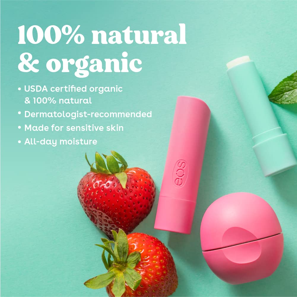 EOS Limited Edition Holiday Lip Balm, Raspberry Cloud & Blackberry Bellini, All-Day Moisture, Made for Sensitive Skin, 0.14 oz, 2-Pack, Clear