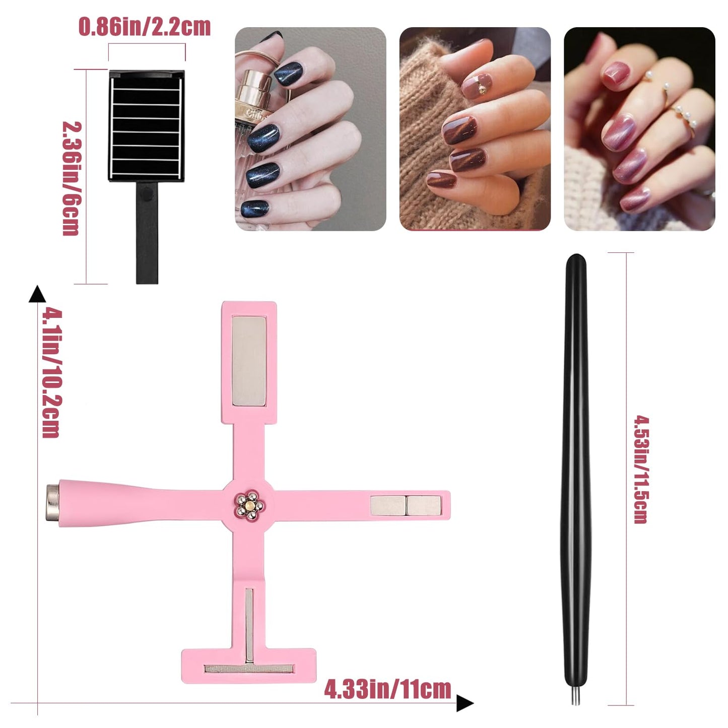 Dr.nail 11Pcs Nail Magnet Set - Cat Eye Gel Nail Polish Magnet for Nails, Magnet Tools for DIY Nail Art