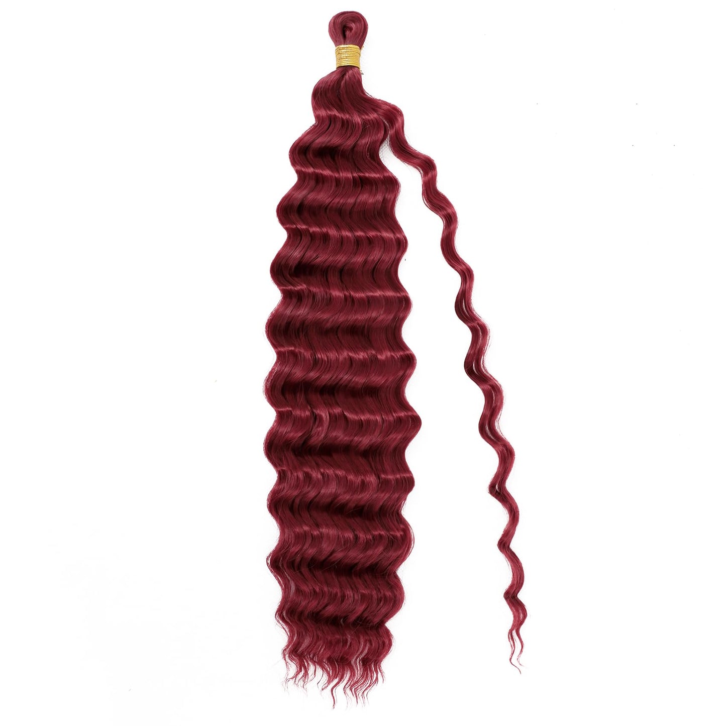Eerya Long Curly Braiding Hair 18 Inch 2 Packs Burgundy Ocean Wave Crochet Hair for Black Women Deep Wave Braiding Hair for Boho Braids (18 inch, BUG)