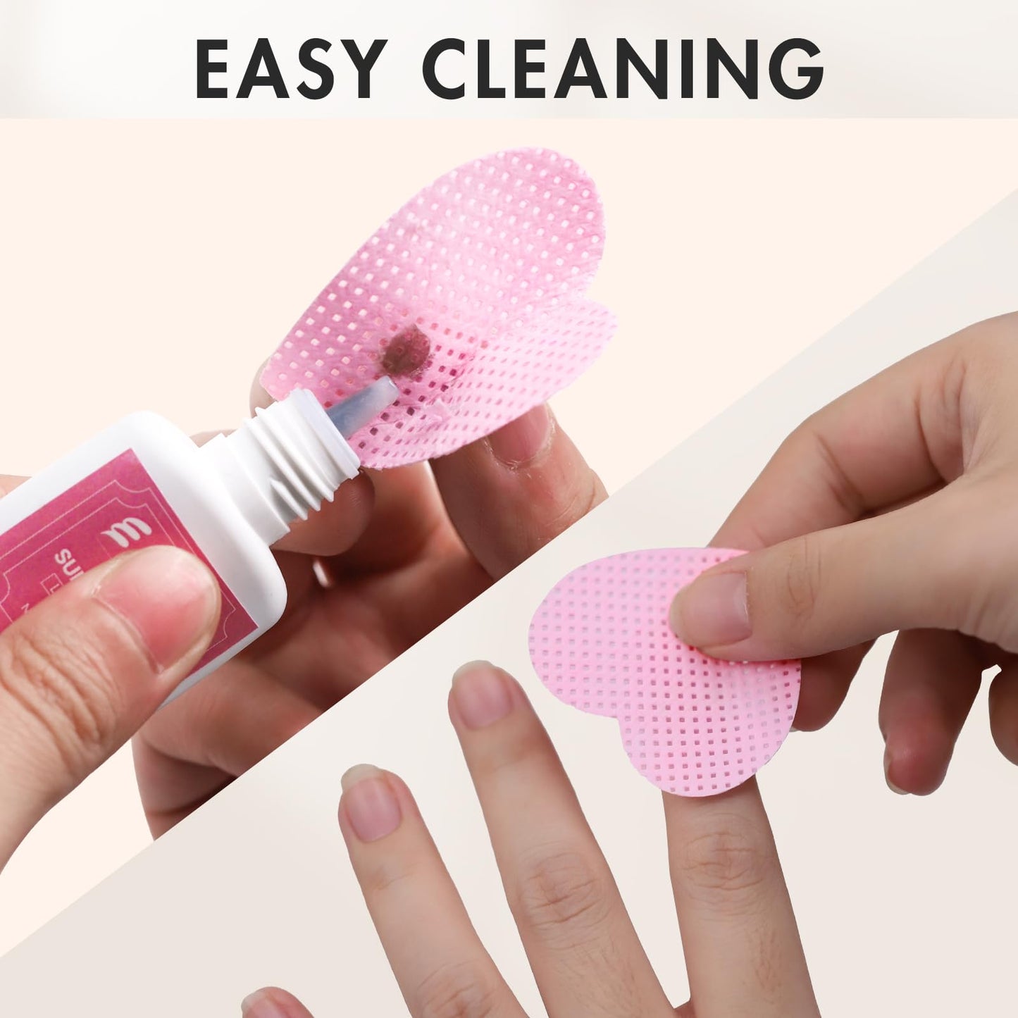 Embagol 600 PCS Eyelash Extension Glue Wipes - Lint Free, Non-Woven Fabric for Lash Extension Supplies and Nail Polish Remover (Pink)