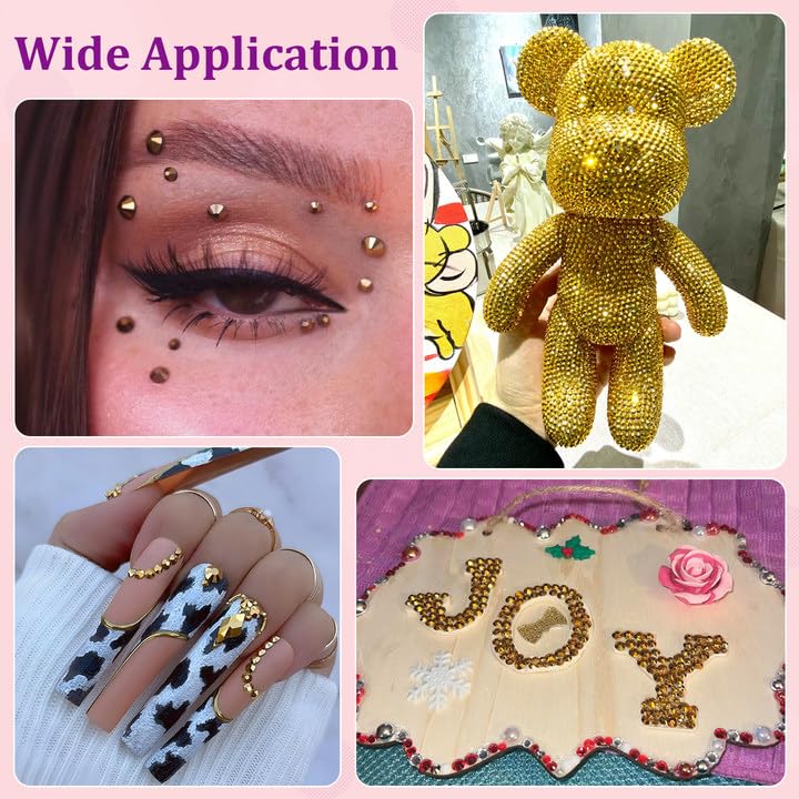 25000Pcs Resin Rhinestones for Crafting, Gold 2-6mm Mixed Sizes Non Hotfix Flatback Gems, Bedazzling Crystal for DIY Crafts Clothing Tumblers Mugs Shoes Fabric Nail Art