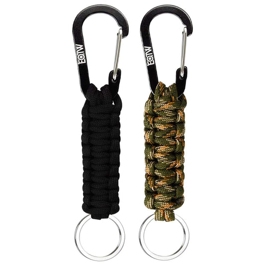 EOTW Paracord Keychain Clip Carabiner Paracord Lanyard for Keys Men Women 2Pack (Black+Army Green)