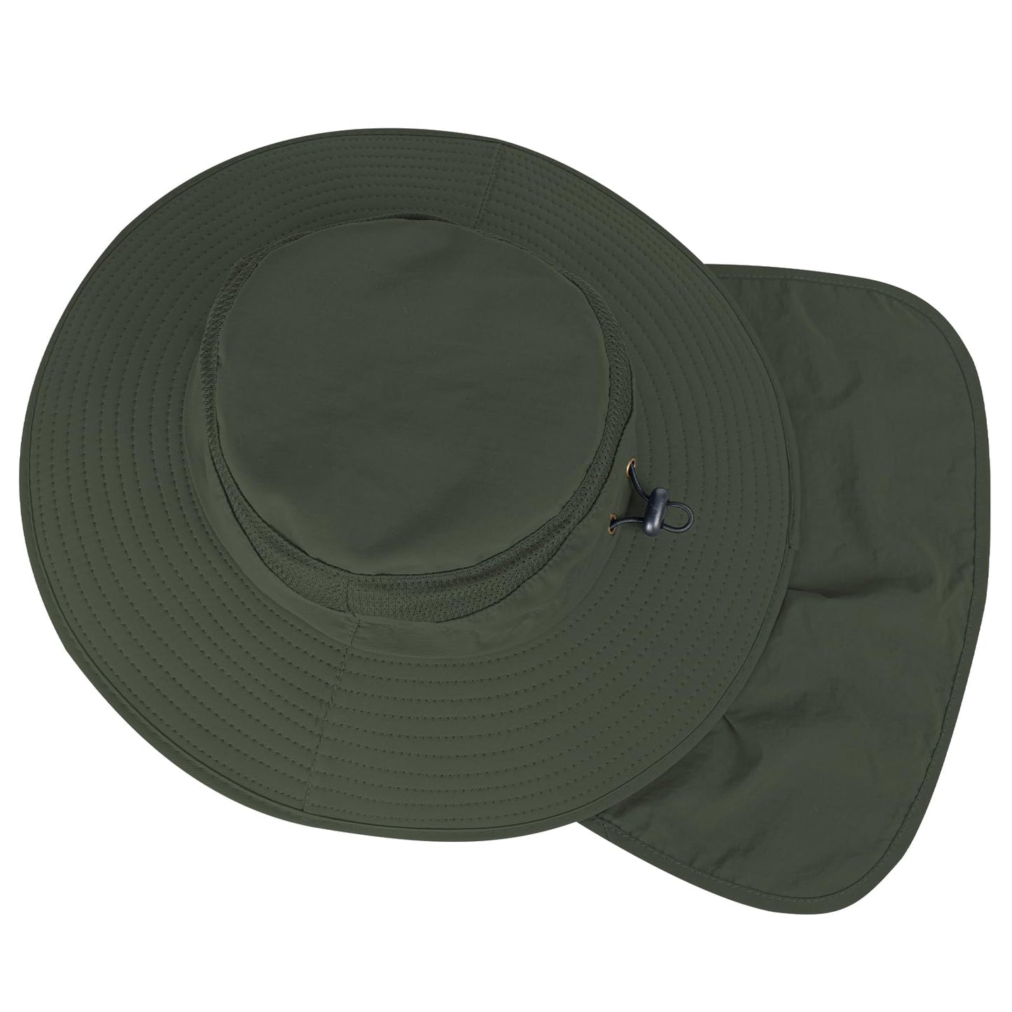 2Pack Sun Hats for Men Women Fishing Hat UPF 50+ Breathable Wide Brim Bucket Hats Summer UV Protection Safari Hat with Neck Flap Black/Army Green