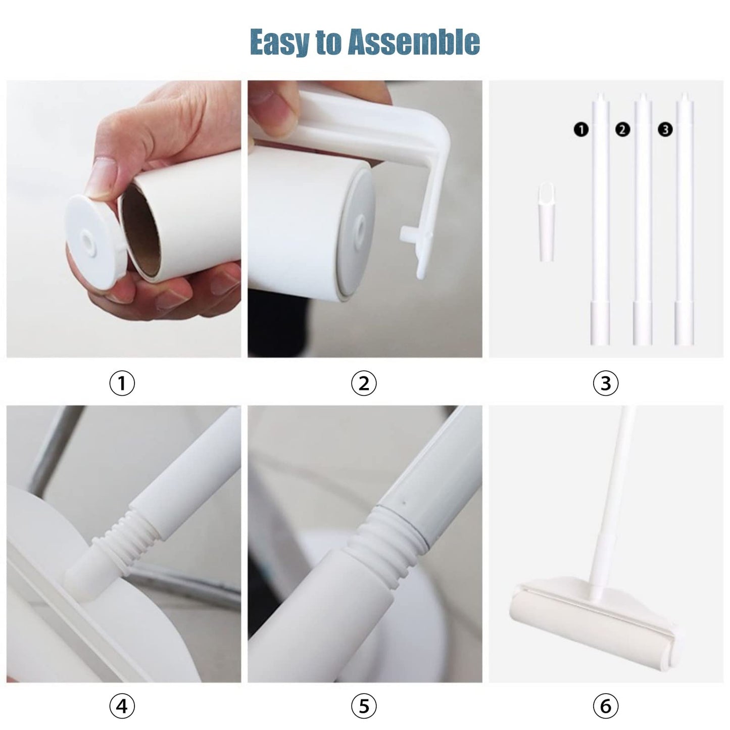 124cm Long Lint Roller for Floors, Large Clothes Sticker Roller with Cover, White Dog/Cat Hair Cleaning/Removal Extra Sticky