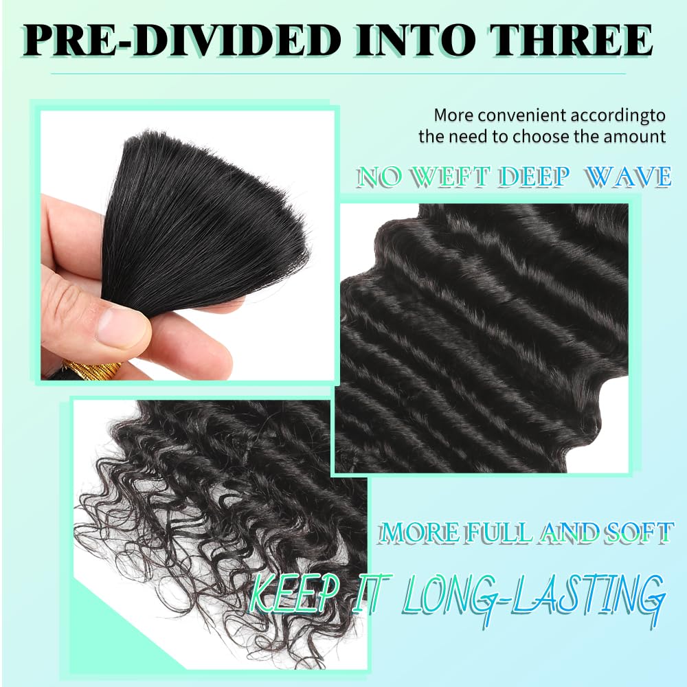 14 Inch 6 Bundles Human Hair Braiding Hair Human Braiding Hair No Weft Deep Wave Bulk Human Hair for Braiding Hair Extensions for Boho Braids 150g Natural Color#