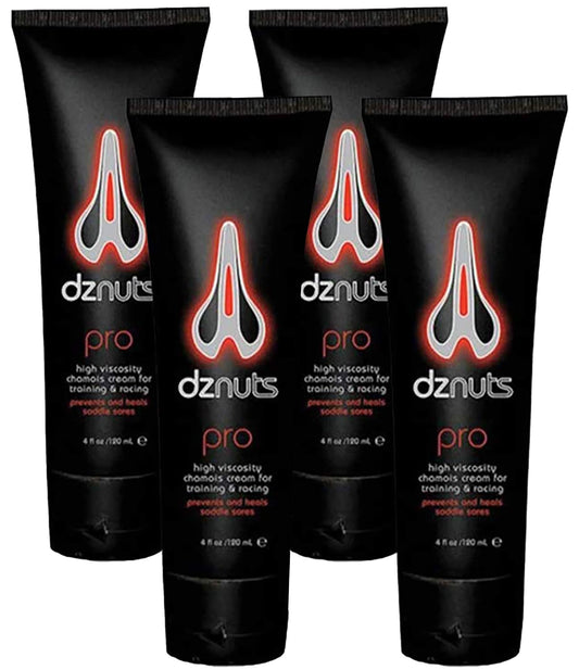 dznuts Men's Pro Chamois Cream, Anti -Chafing Cream for Saddle Sores, Chafing, Rubbing, Inner Thighs Friction for Cyclists, Runners, Triathletes - 4 Pack (4 Fl Oz Each)