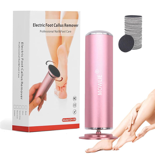 Electric Foot Callus Remover,MOWLIE Electric Foot Care Tools with Speed Controller and 60pcs Replacement Sandpaper Disk for Men Women Dead Dry Crack Skin Calluses (Pink01)