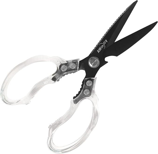 Kitchen Scissors, Heavy Duty Sharp Kitchen Shears Dishwasher Safe, Kitchen Accessories Cooking Shears for Kitchen Meat Chicken Fish Poultry Herb Bread (Transparent)