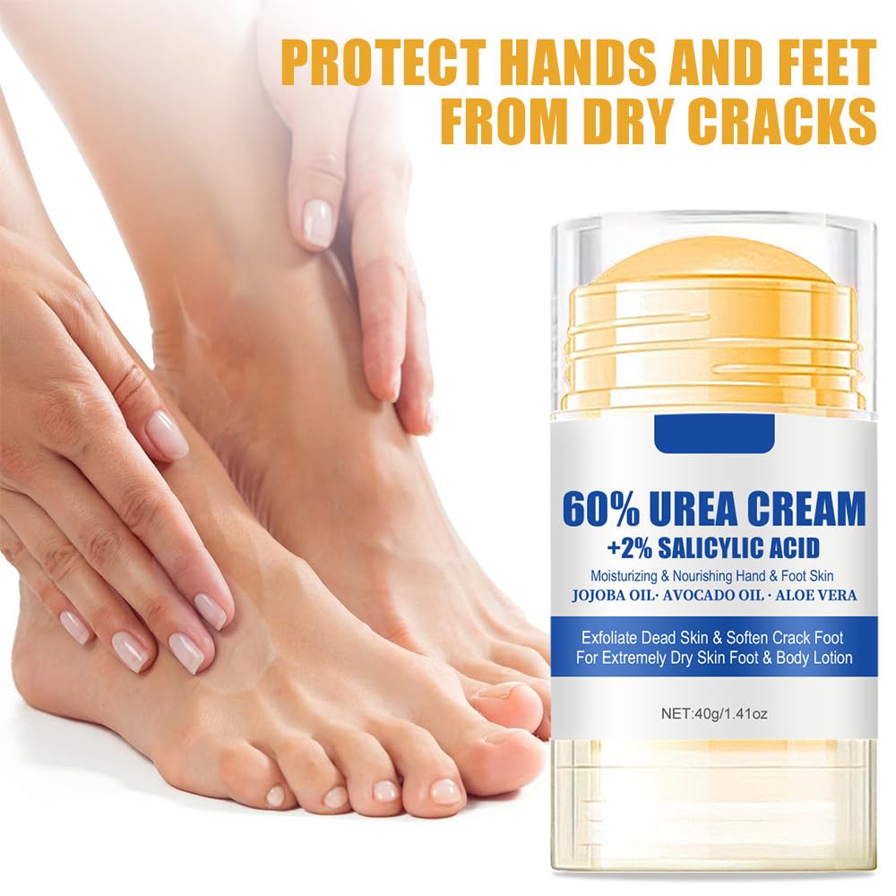 2 Pcs 60% Urea Cream plus 2% Salicylic Acid Foot Cream for Removing Calloused Skin, Cracked Hands Feet Moisturizes & Hydrates, Maximum Strength Skin Barrier Repair Hand Cream (White)