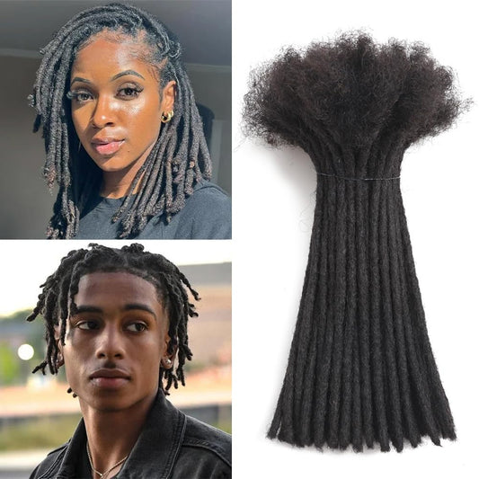 Dreadlock Extensions Human Hair 10-100 Strands 100% Full Handmade Permanent Loc Extension Human Hair for Women/Men/Kids Can Be Dyed Bleached Curled Twisted (0.4cm 1B, 4 inch 30 Strands)