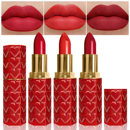 3 Pcs Matte Velvet Lipstick for Women Set,Nude Long Lasting Matte Lip Stick 24H Waterproof for Girls Natural Lip Makeup,Matte Non-Stick Lipstick Makeup for Women,labiales magicos 24 horas originales