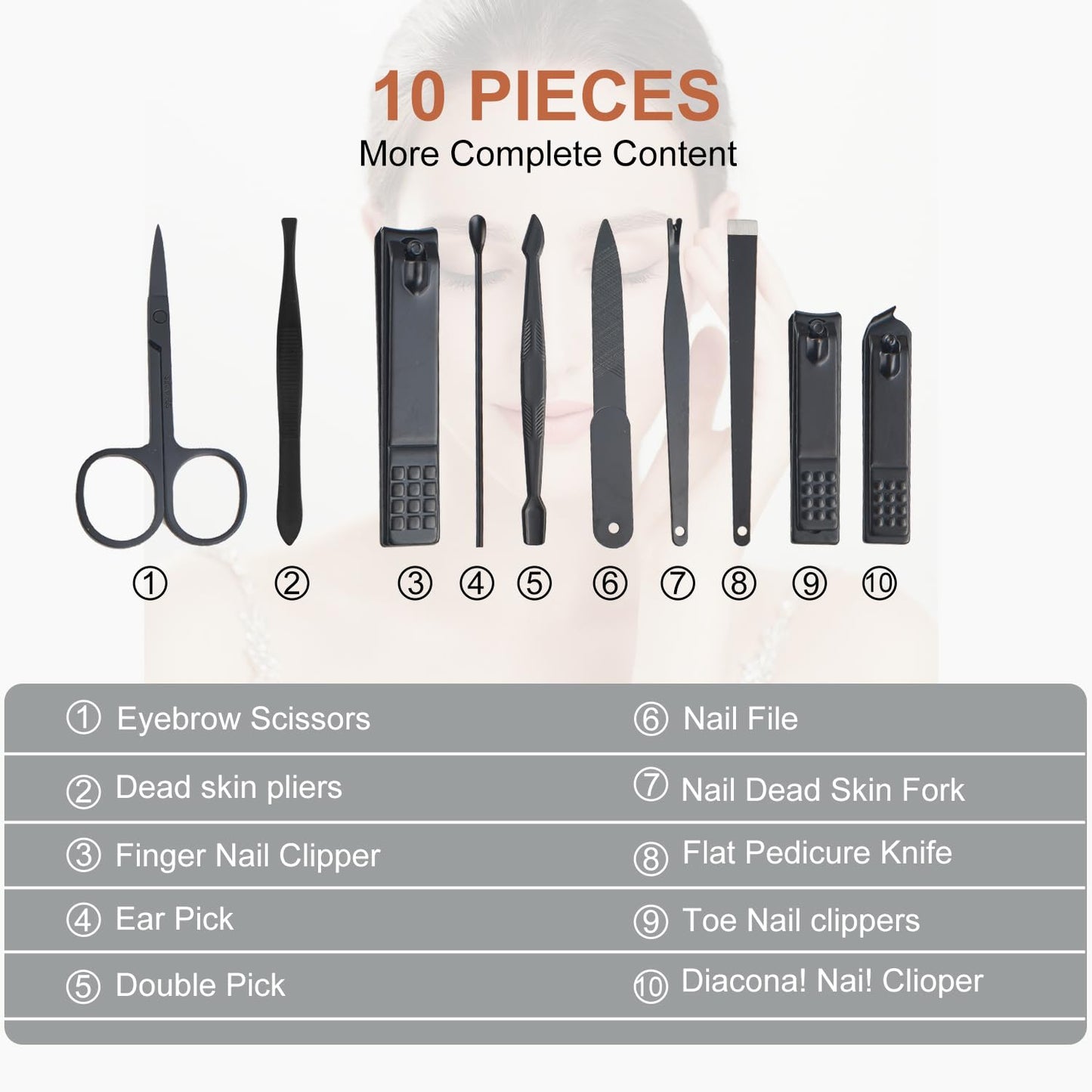 10 Piece Nail Kit, Manicure Kit, Nail Care Kit For Women, Manicure Pedicure Set, Nail Clippers Toenail Clippers Kit, Professional Manicure Kit Pedicure Kit, with Luxurious Travel Case - Brown