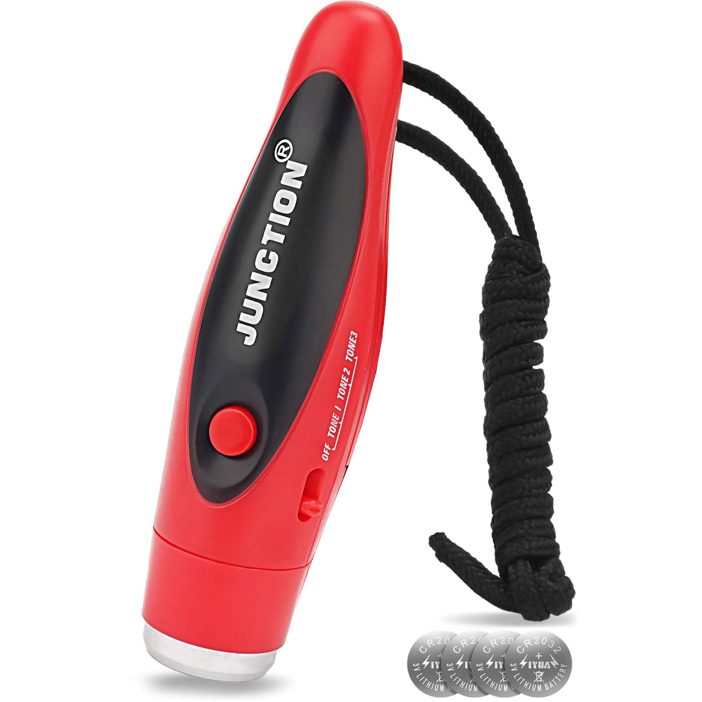 Electronic Whistle, Battery Operated Whistle Adjustable 3 Different Loud Whistle Sounds with Lanyard Handheld Electronic Whistles for Referees Volleyball Coaches Teacher, Soccer Sports Whistle-Red