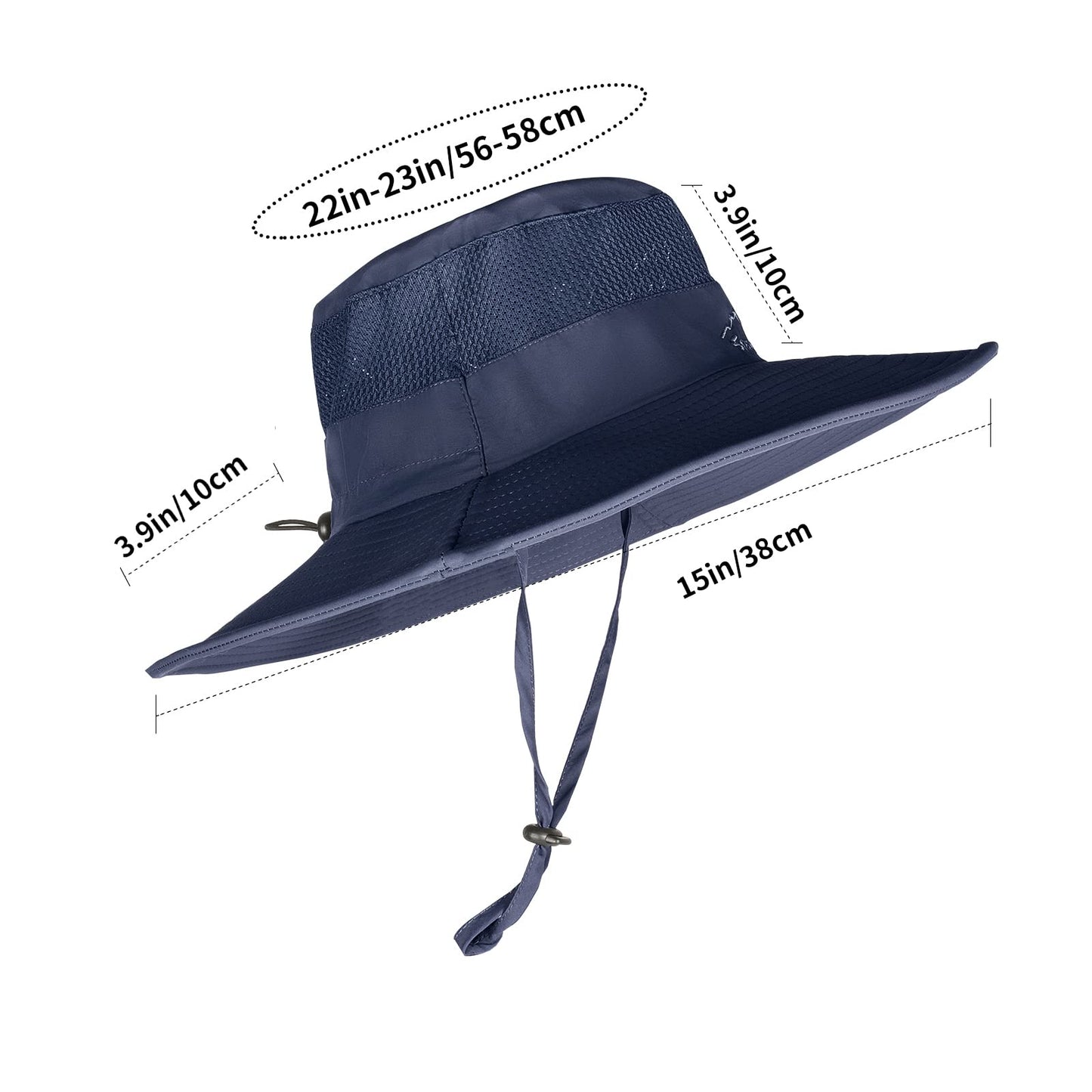 2 Pack Sun Hats for Men Women Fishing Hat UPF 50+ Breathable Wide Brim Summer UV Protection Hat Black/Navy Blue