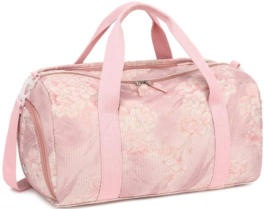 Duffle Bag for Gym Sports Women Girls Workout Travel Bag Weekender with Shoe Compartment and Wet Pocket (Floral Pink)