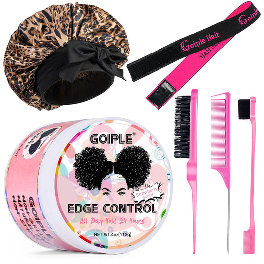Edge Control Wax for Women Strong Hold Non-greasy Edge Control Smoother Edge Tamer, Edge Wax Styling Tamer Edge Control for Black Hair No Flaking, White Residue, Edge Control Briad Bonnet Brush Set