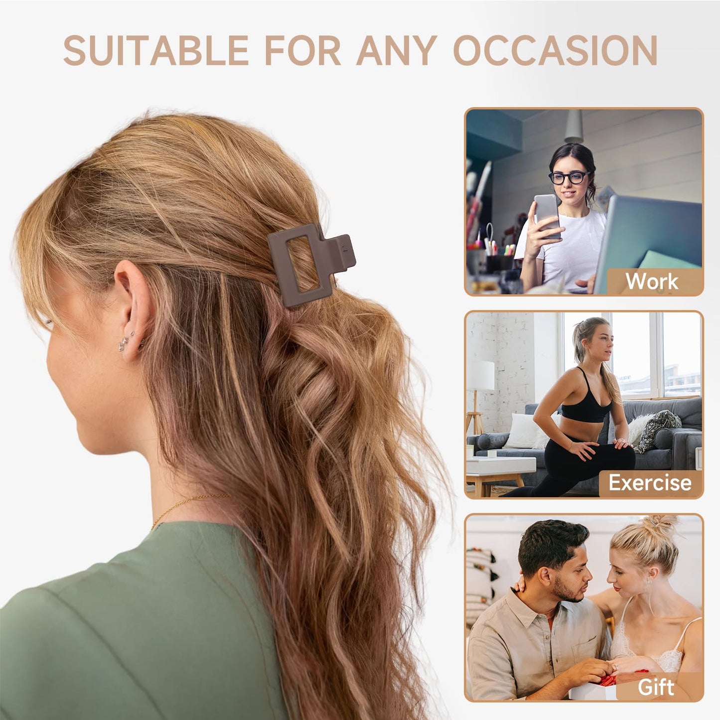 12 Pack Medium Small Hair Clips for Women, Claw Clips for Thick Thin Hair, Strong Hold Square Jaw Clips