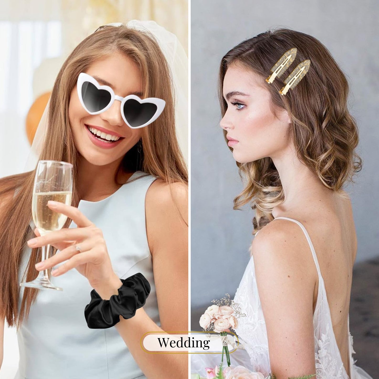 12 PCS Bridesmaid Proposal Gifts Bridesmaid Hair Clips Bridesmaid Scrunchies Bridal Shower Gifts Silk Satin Soft Hair Accessories Bridesmaid Wedding Favor Women Girls