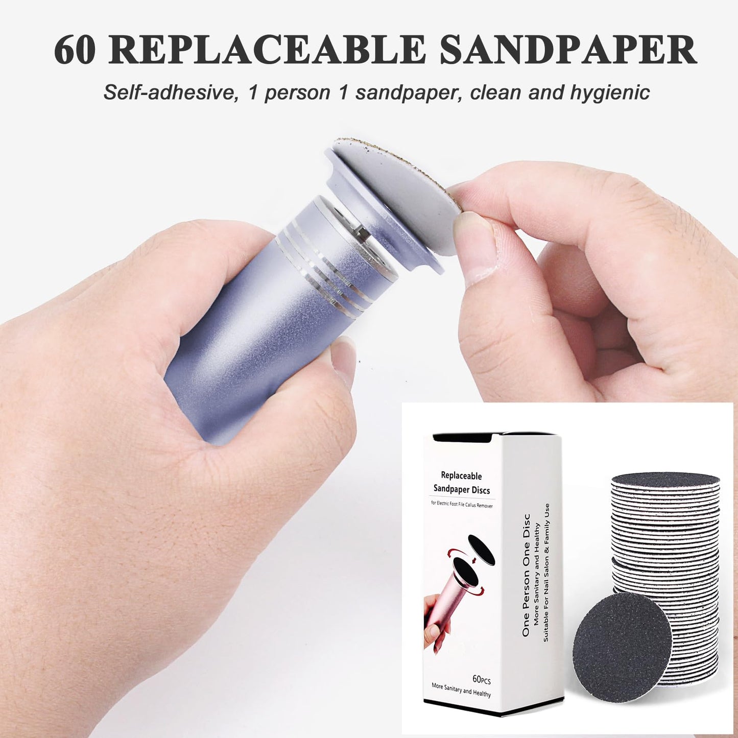 Electric Callus Remover for Feet (Adjustable Speed) Professional Electric Foot File Sander Pedicure Tools with 60pcs Sandpaper Discs Hard Dead Skin Remover, with Clean Brush (FCR-02 Gray)