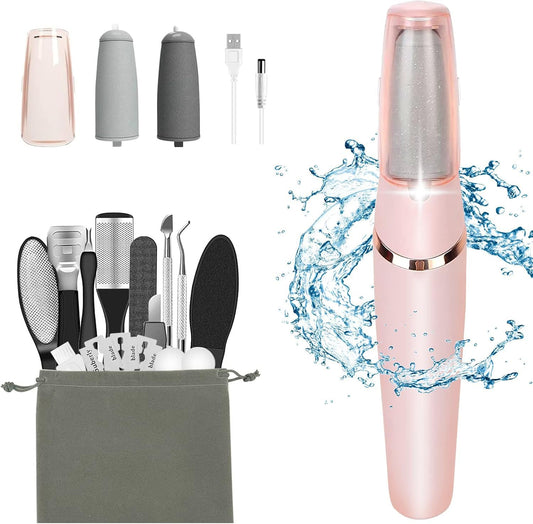 Electric Callus Removers for Feet, Haootadiy Rechargeable Electric Foot Callus Remover Pedicure Kits with12 in 1, Removes Dry Skin for Smoother Feet, Foot Care for Dead Skin Ideal Gift
