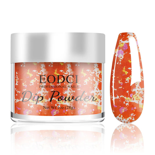 EODCI Nail Dip Dipping Powder,1 Oz/28g Dopamine Glitter Orange Color Dipping Powder French Nails Art Starter Manicure DIY Salon Home Gift for Women,No Need Nail Lamp Cured