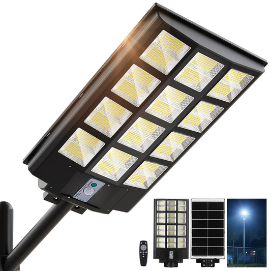 Eontim Solar Street Lights Outdoor, Wide-Angle LED Solar Flood Light with Motion Sensor, Waterproof Solar Powered Outdoor Lights for Parking Lot, Driveway, Security Lighting