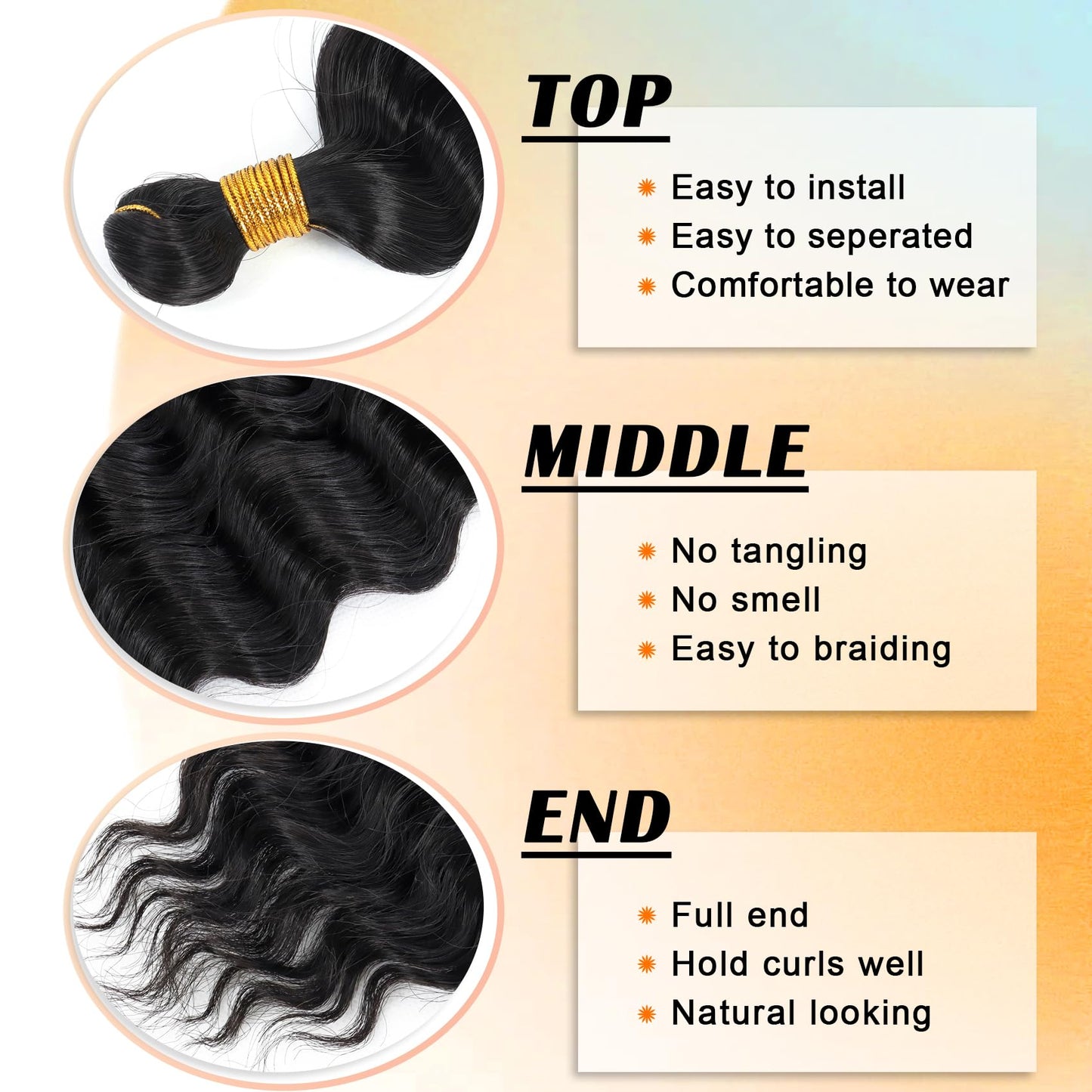 Eerya Ocean Wave Crochet Hair 30 Inch 6 Packs Deep Wave Crochet Hair for Black Women Synthetic Wavy Curly Braiding Hair for Boho Braids (30 inch,1B)
