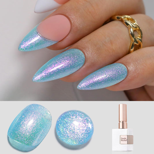 Double Rhythm 15ML Glitter Gel Polish Shimmer Reflective Holographic Color Magnetic for Nail Art Salon DIY at Home (B1140)