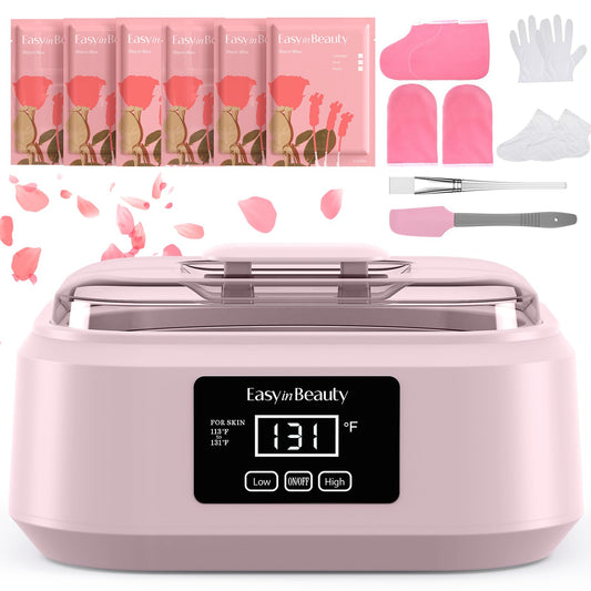 EasyinBeauty Paraffin Wax Machine for Hand and Feet, Touchscreen 3000ml Paraffin Wax Warmer with 6 Packs Rose Wax (2.64 lbs), Paraffin Hot Wax Spa for Therapy, Paraffin Bath for Smooth & Soft Skin