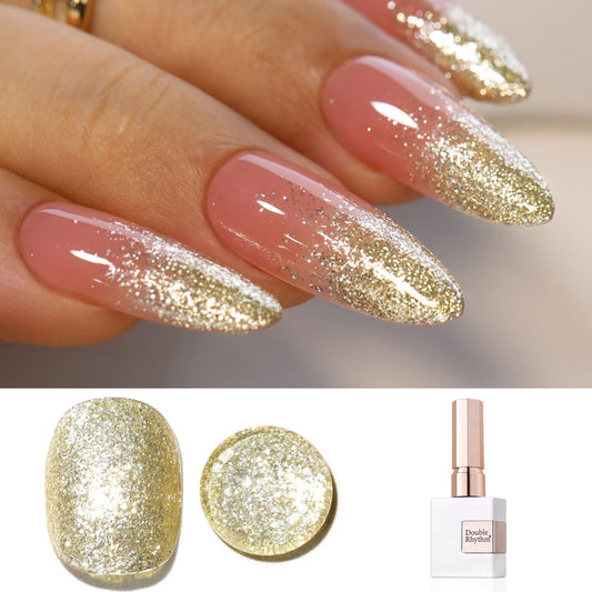 Double Rhythm 15ML Glitter Gel Polish Shimmer Reflective Holographic Color Magnetic for Nail Art Salon DIY at Home (B1122)