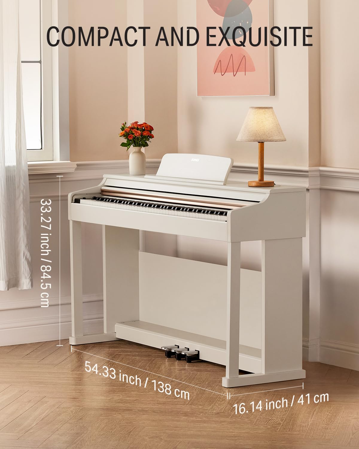 Donner DDP-100 88-Key Weighted Action Digital Piano, Beginner keyboard piano Bundle with Furniture Stand, Power Adapter, White