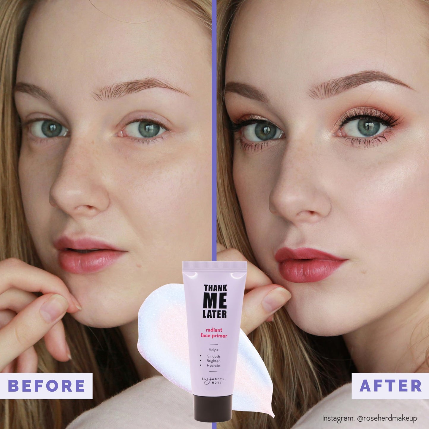 Elizabeth Mott Thank Me Later Radiant Face Primer – Dermatologist & Allergy Tested – Illuminating, Hydrating Makeup Base for Glowing Skin – Long-Lasting, Pore-Minimizing, Oil-Free, Cruelty-Free, 30g