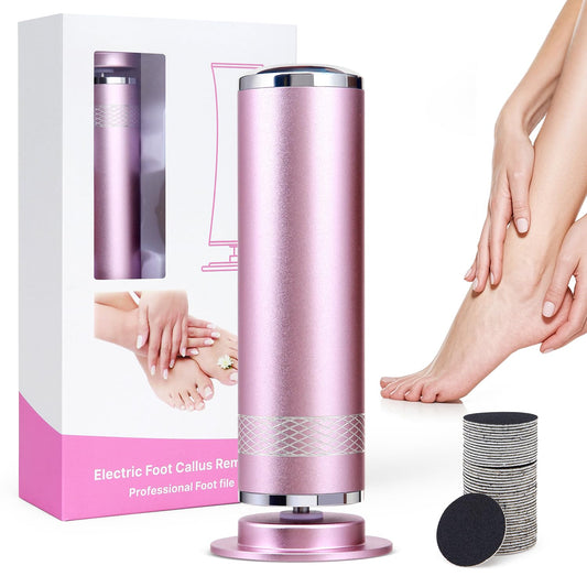 Electric Foot Callus Remover, Upgrade Electric Foot File, Adjustable Speed Foot File with 60 Pcs Sandpaper Discs, Electric Foot File Callus Remover for Cracked, or Tough Skin and Calluses, Pink