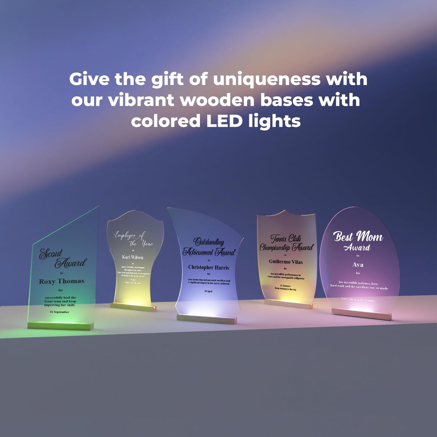 EGD Personalized Acrylic Trophy Award for Activities I Custom Trophy Plaque I Customizable Awards and Trophies I Customize Your Employee Appreciation Gifts (Wide 8" x 10" Height) (Award No Logo)