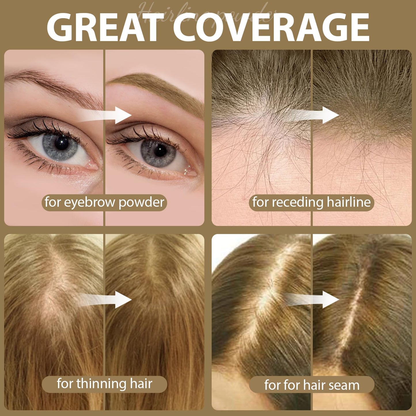 2 Pack Hairline Powder for Women and Men, Used to Root Touch Up Hair Color, Thinning and Gray Hair Coverage and Bald Spots Coverage, Blonde