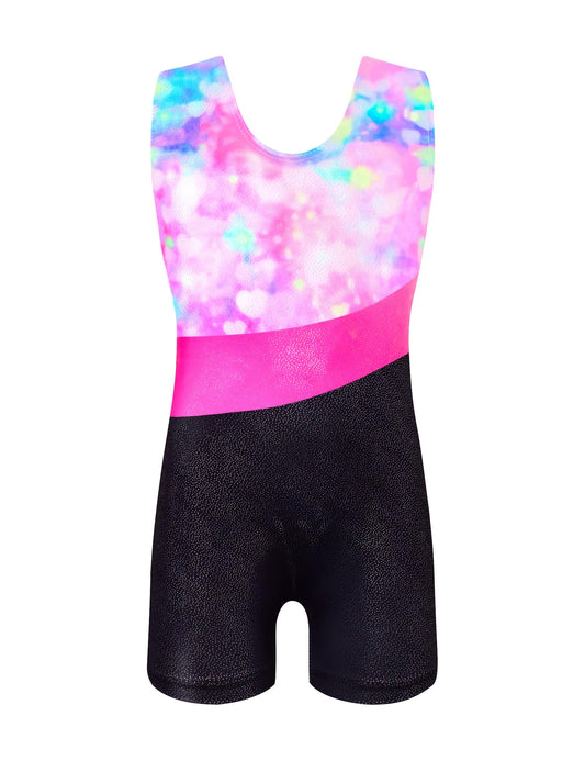Domusgo Leotard for Girls Gymnastics Size 6-7 Years Old Sparkly Colorful Hearts One Piece Biketards