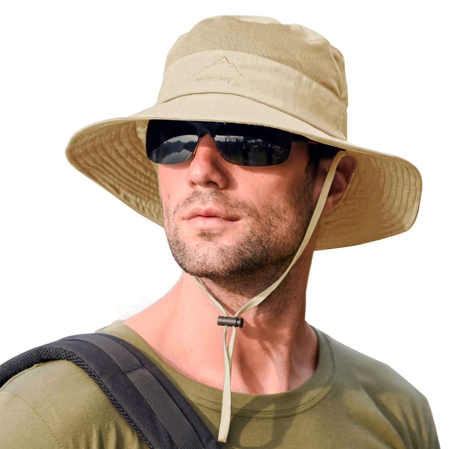 2 Pack Sun Hats for Men Women Fishing Hat UPF 50+ Breathable Wide Brim Summer UV Protection Hat Black/Khaki