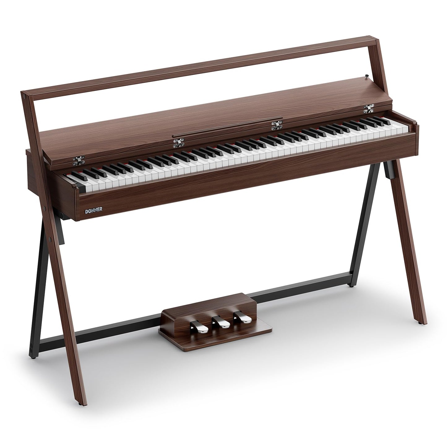 Donner OURA R300 88 Key Weighted Keyboard Piano for Advanced, Home Digital Piano with 88 Keys Graded Hammer Standard Keyborad, Bluetooth, LOCAL OFF, 2*15W, Half-pedal, 256 Polyphony, Walnut Wood Color
