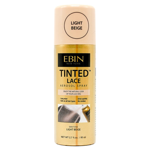 EBIN NEW YORK Tinted Lace Spray - Light Beige 2.7oz/80ml, Quick Dry, Water Resistant, No Residue, High Pigmentation, Even Spray, Matching Skin Tone, Natural Look for Wig