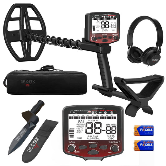 DR.ÖTEK Metal Detector for Adults, Professional Higher Accuracy Metal Detector Kit with Advanced Ground Balance, 5 Modes, 12" Double-D Waterproof Coil, Gold Detector for Beach Hunting
