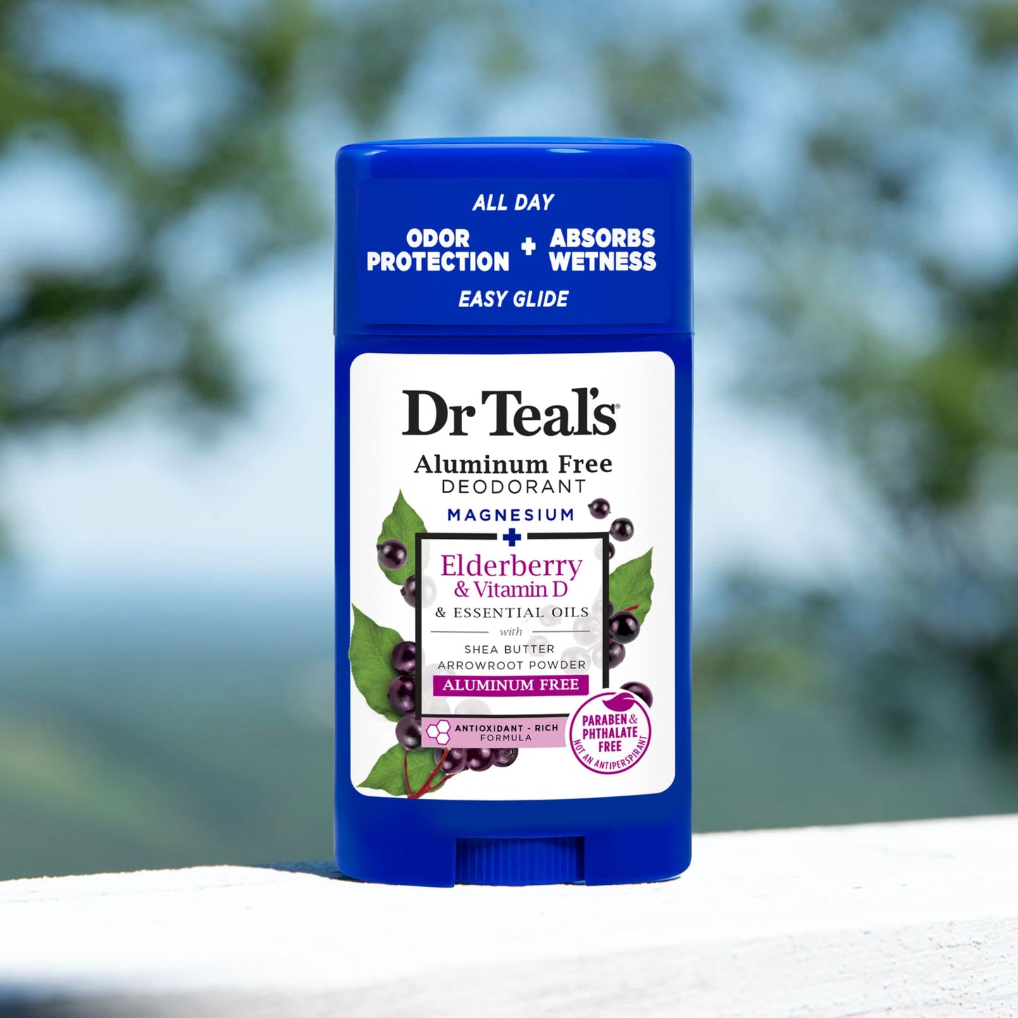 Dr Teal's Aluminum Free Deodorant, Elderberry & Vitamin D with Essential Oils, 2.65 oz (Pack of 3)