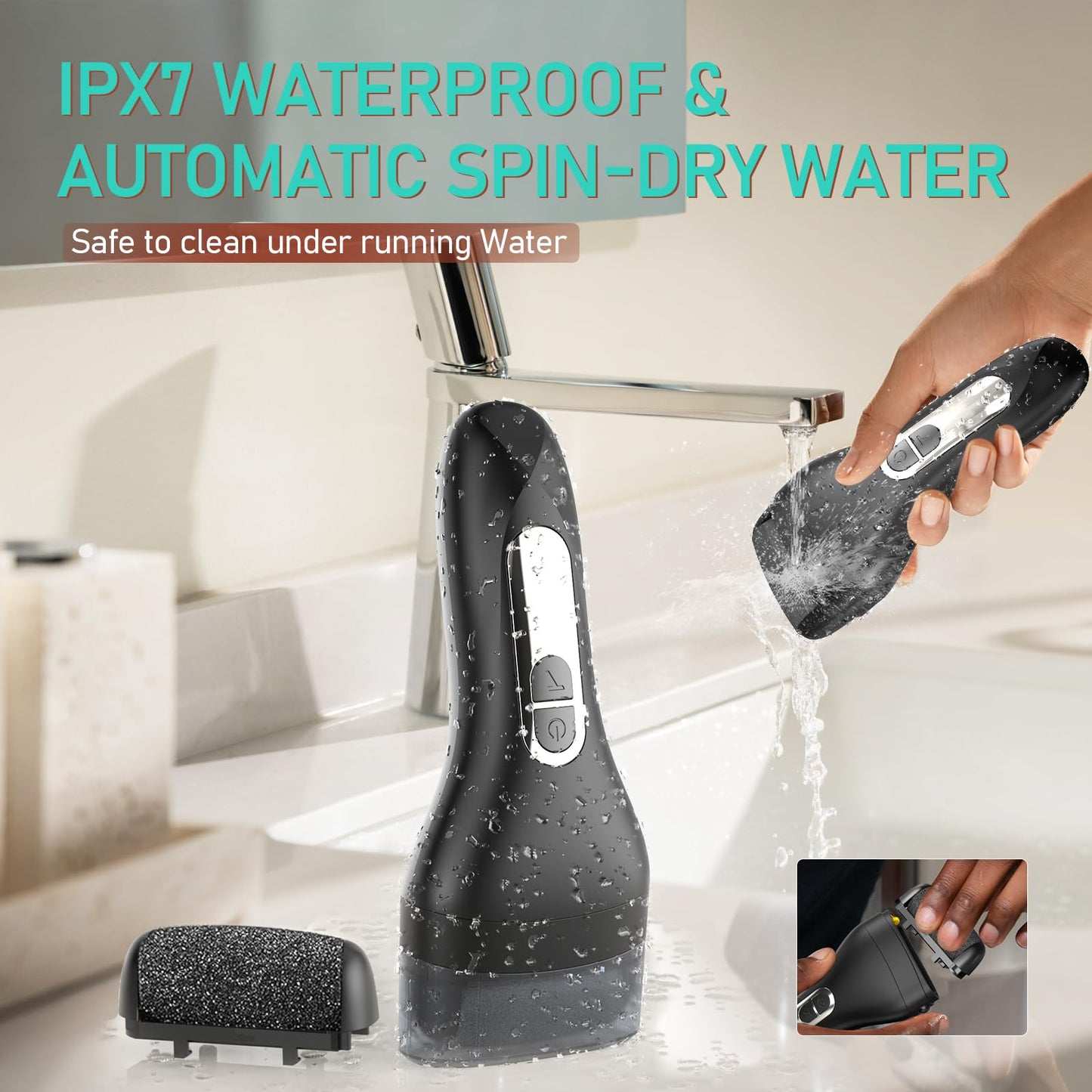 Electric Callus Remover for Feet - with 9pcs Larger Grinding Head, Portable Pedicure Kit Foot File Callus Remover, Rechargeable Waterproof Foot File for Foot Care Deadskin Remover LCD Display-Black