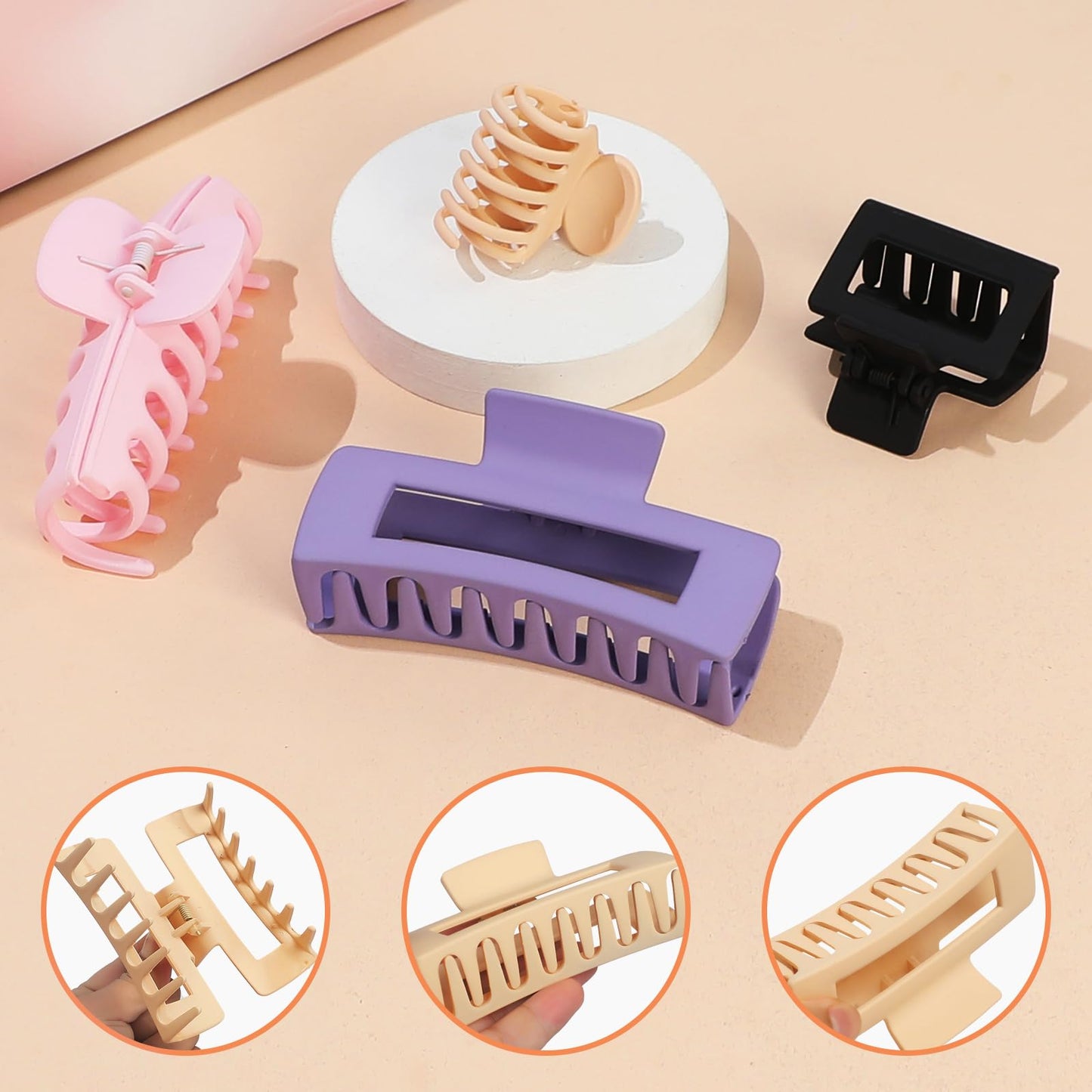 16 Pcs Nonslip Banana Clips for Women - Large and Small Matte Claws with Strong Hold for Thin, Thick, or Curly Hair