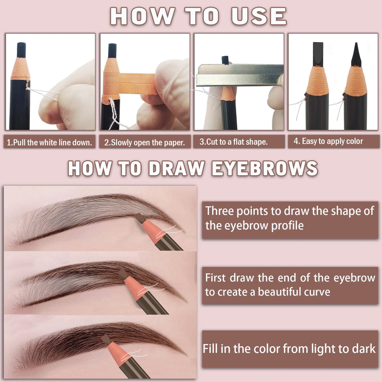 12 Piece Black Colour Waterproof Eyebrows Pencil Tattoo Makeup And Microblading Supplies Kit-Permanent Eye Brow Liners In Waterproof Eyebrow Pencils Peel - Brow Pencil Set For Marking(12 Pcs)